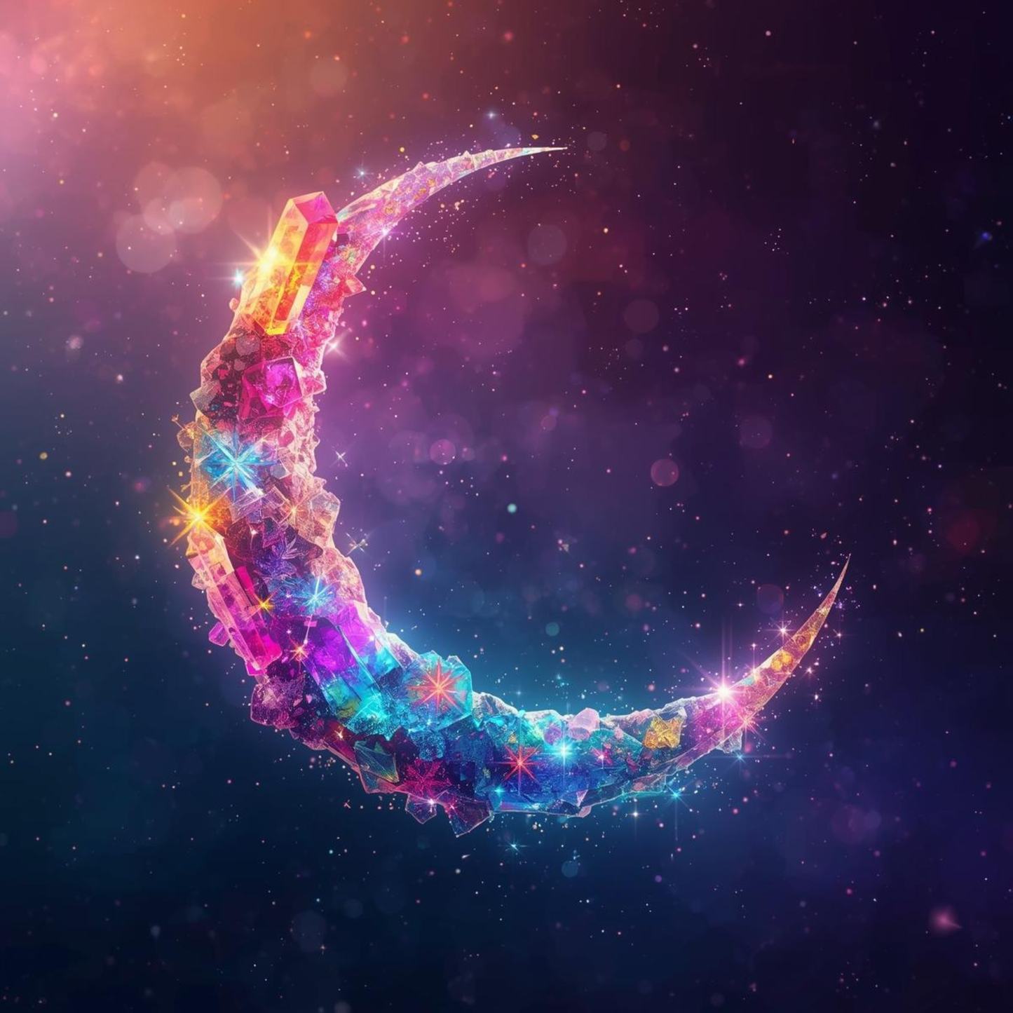 Enchanted Crystal Moon Light – Cosmic Rainbow Décor for Bedroom