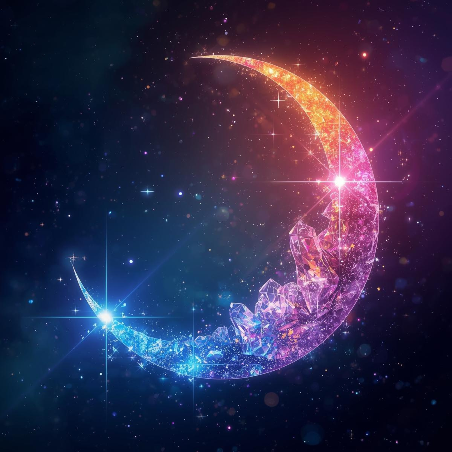 Enchanted Crystal Moon Light – Cosmic Rainbow Décor for Bedroom