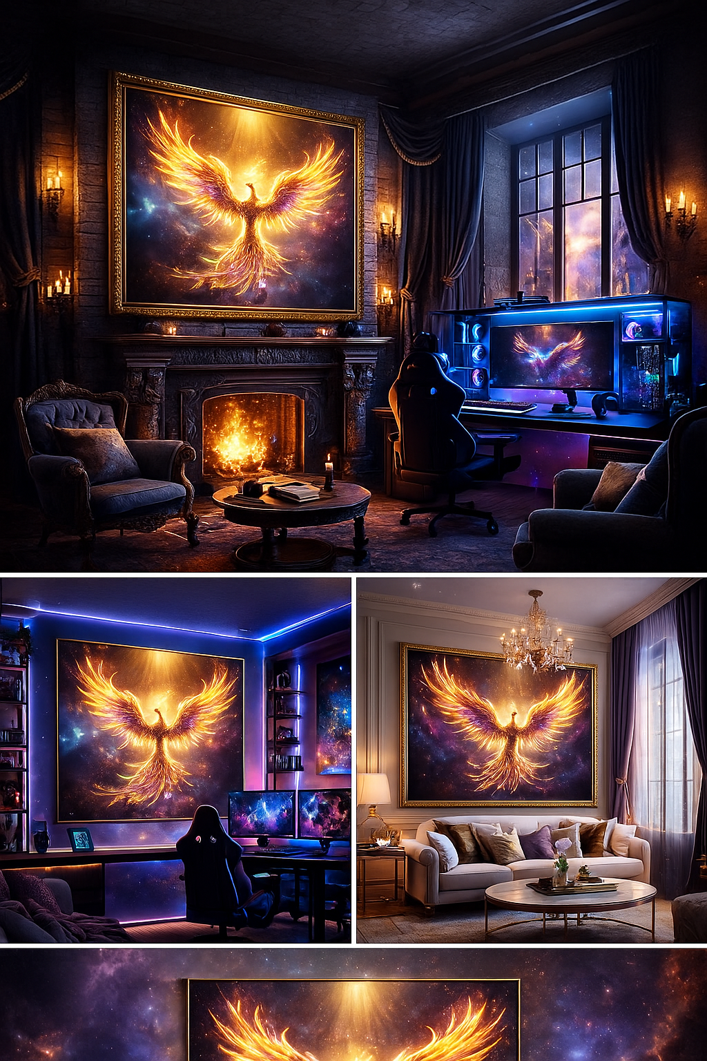 Celestial Phoenix – Radiant Cosmic Firebird Print