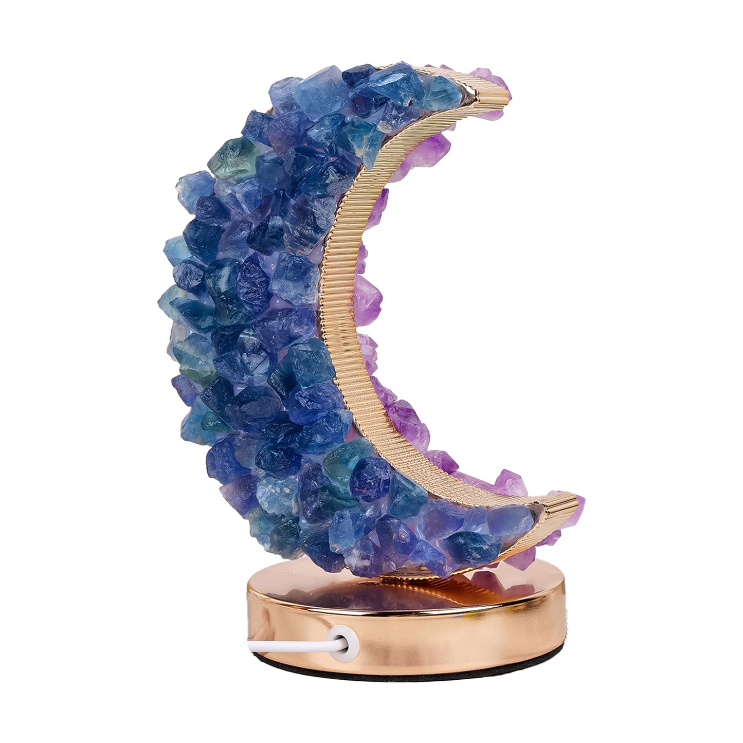 Crystal Crescent LED Lamp | Gemstone Moon Light | Sparkles & Adornments